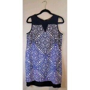 Outback Red Blue and White Floral Design Sleeveless Lightweight Dress Size M